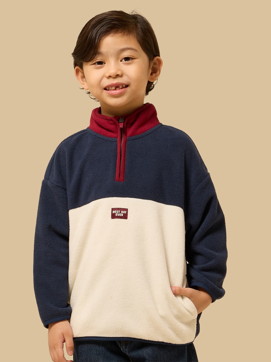 Colourblock High Neck Fleece Sweatshirt