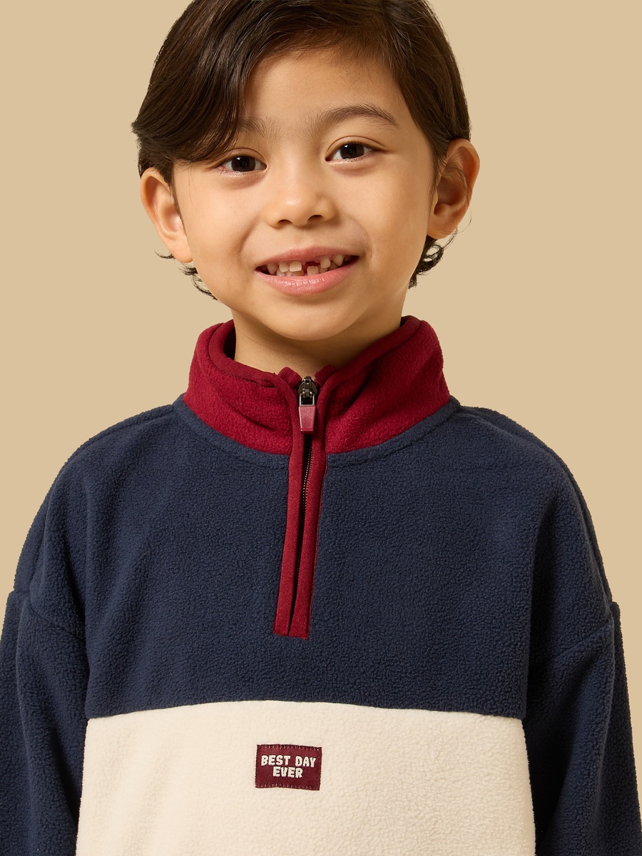 Colourblock High Neck Fleece Sweatshirt