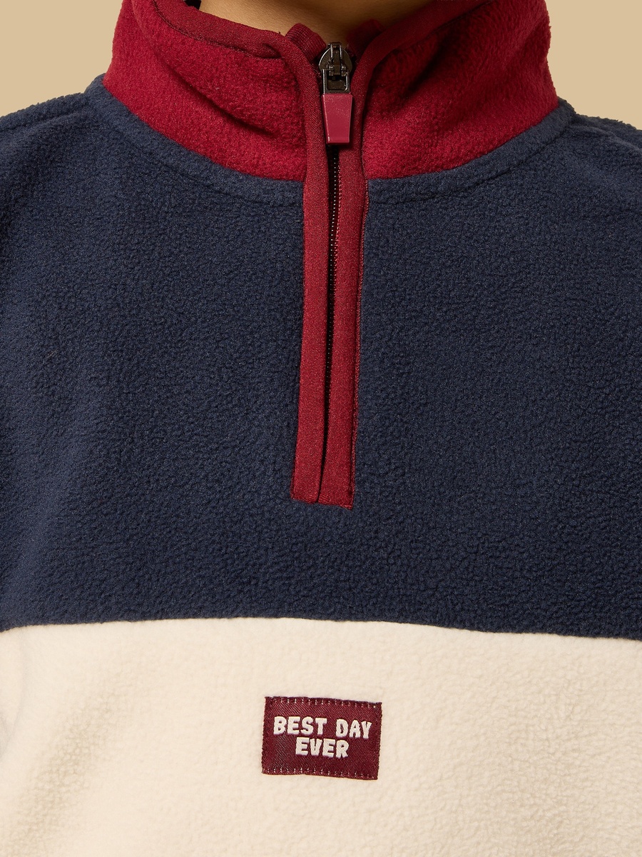 Colourblock High Neck Fleece Sweatshirt