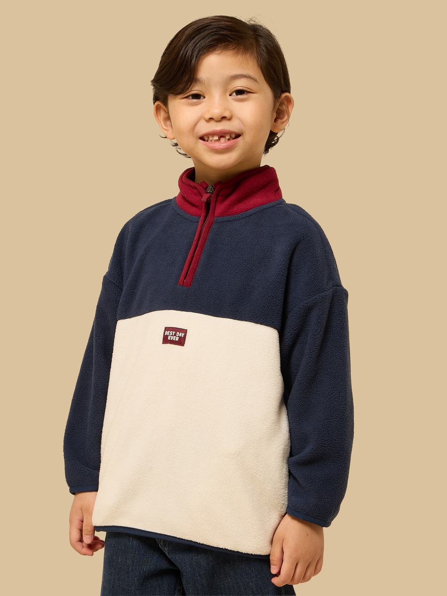 Colourblock High Neck Fleece Sweatshirt