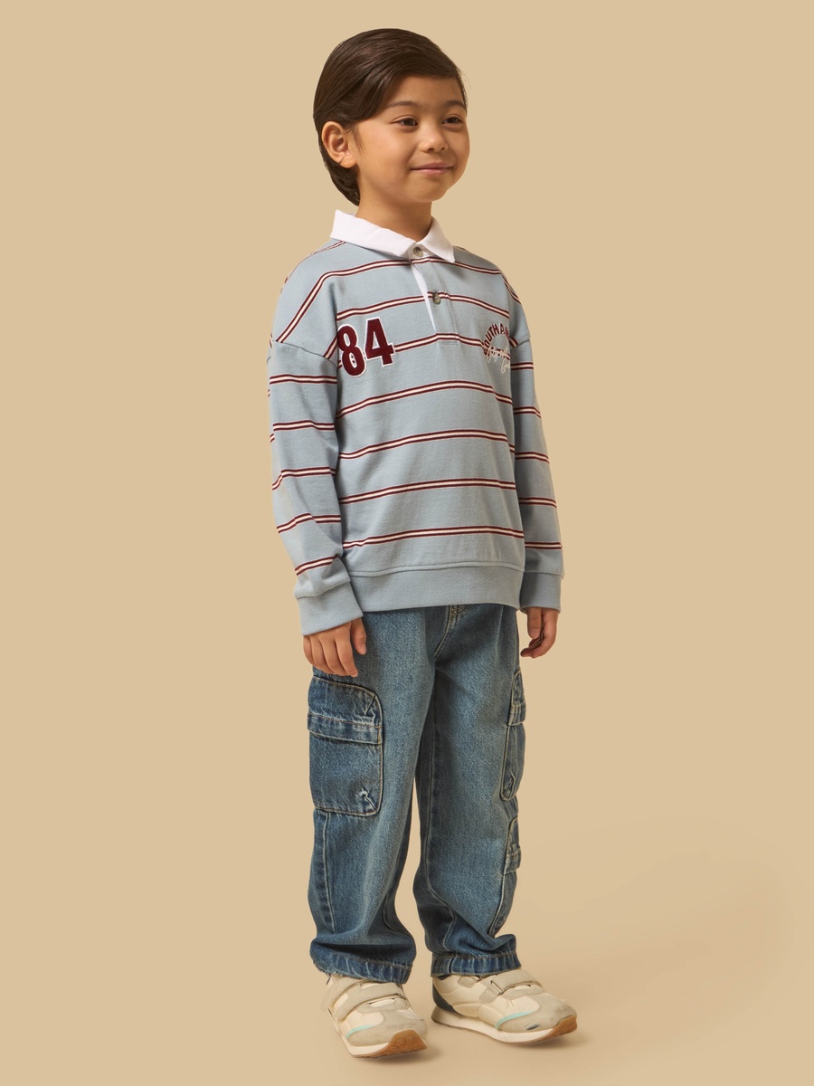Striped Collared Sweatshirt