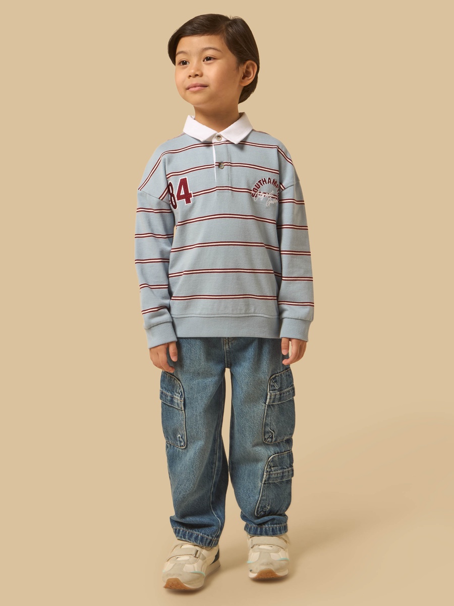 Striped Collared Sweatshirt