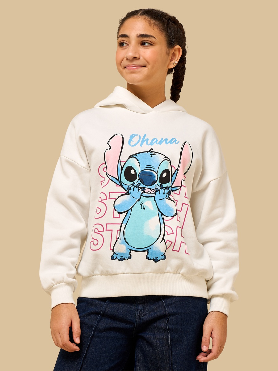 Stitch Print Oversized Hooded Sweatshirt