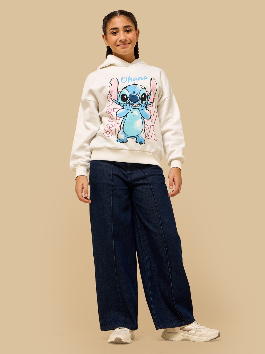 Stitch Print Oversized Hooded Sweatshirt