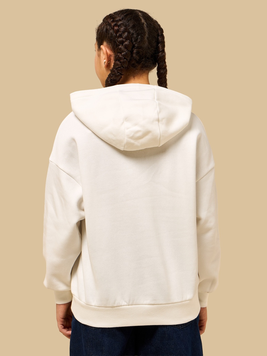 Stitch Print Oversized Hooded Sweatshirt