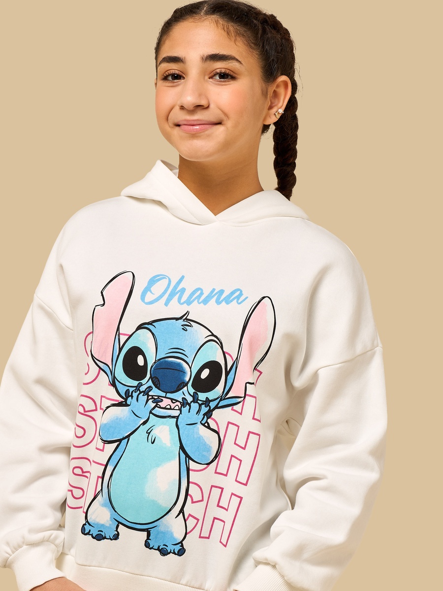 Stitch Print Oversized Hooded Sweatshirt