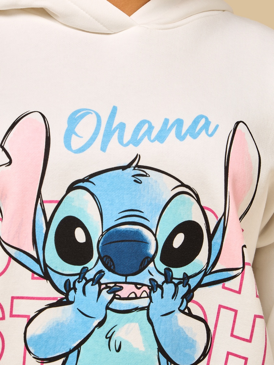Stitch Print Oversized Hooded Sweatshirt