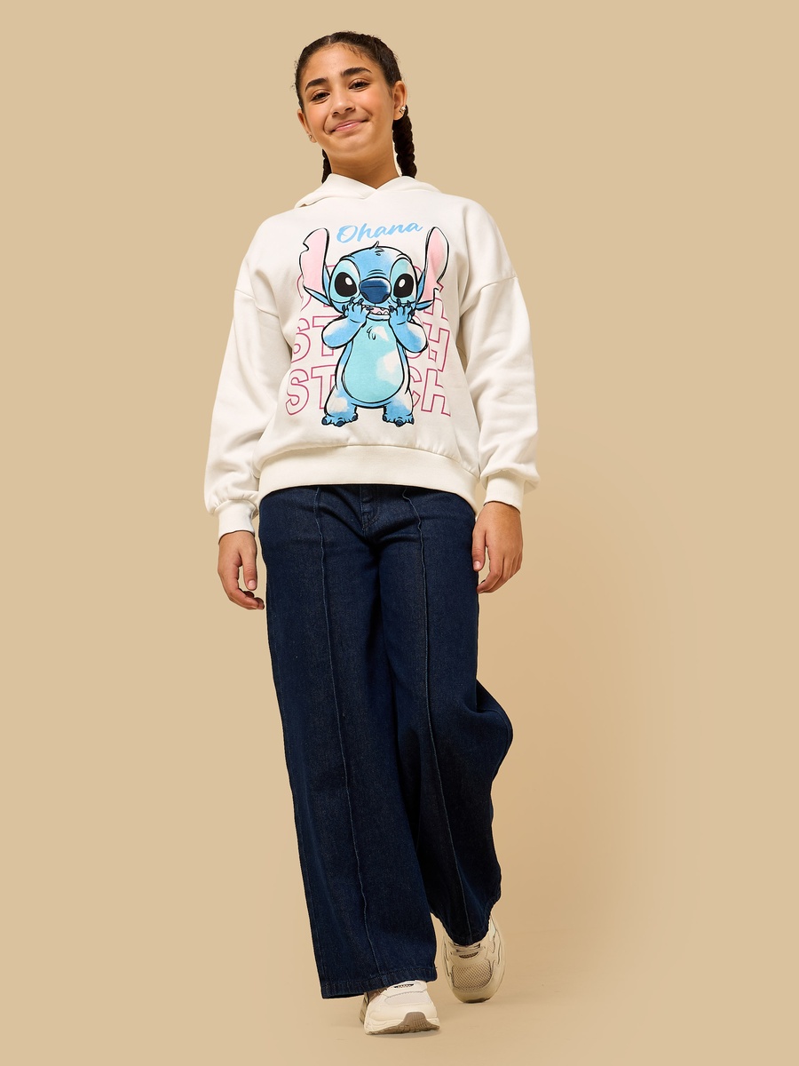 Stitch Print Oversized Hooded Sweatshirt