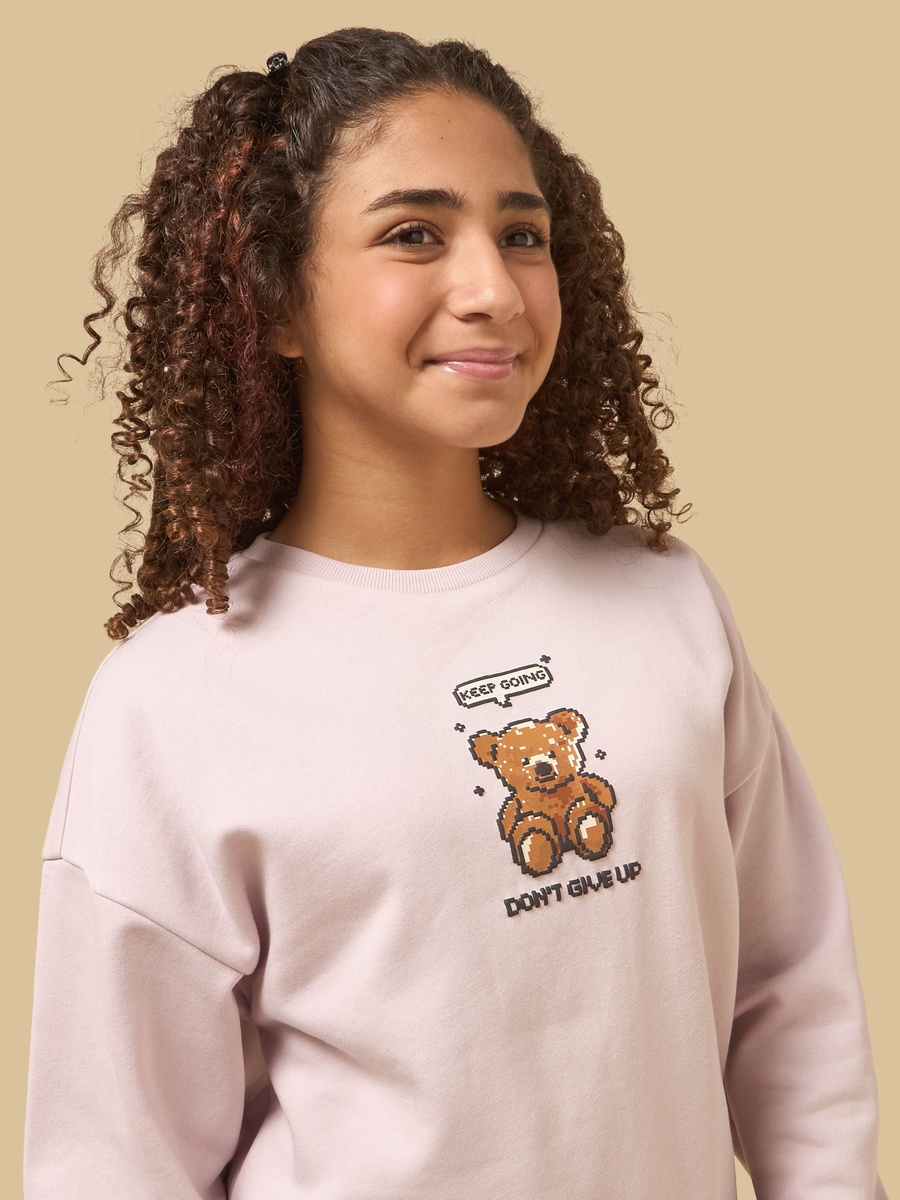 Teddy Print Oversized Sweatshirt