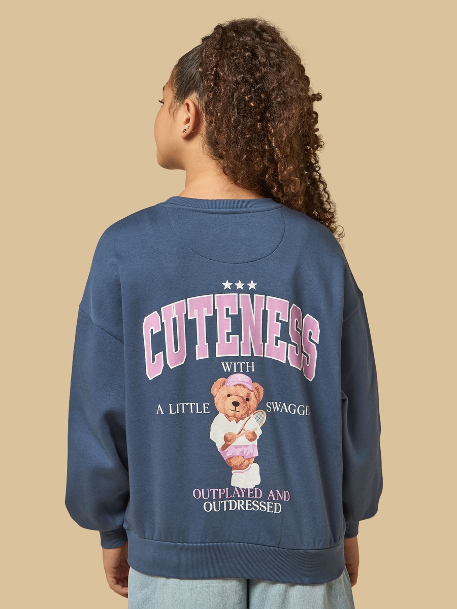 Teddy Bear Print Oversized Sweatshirt