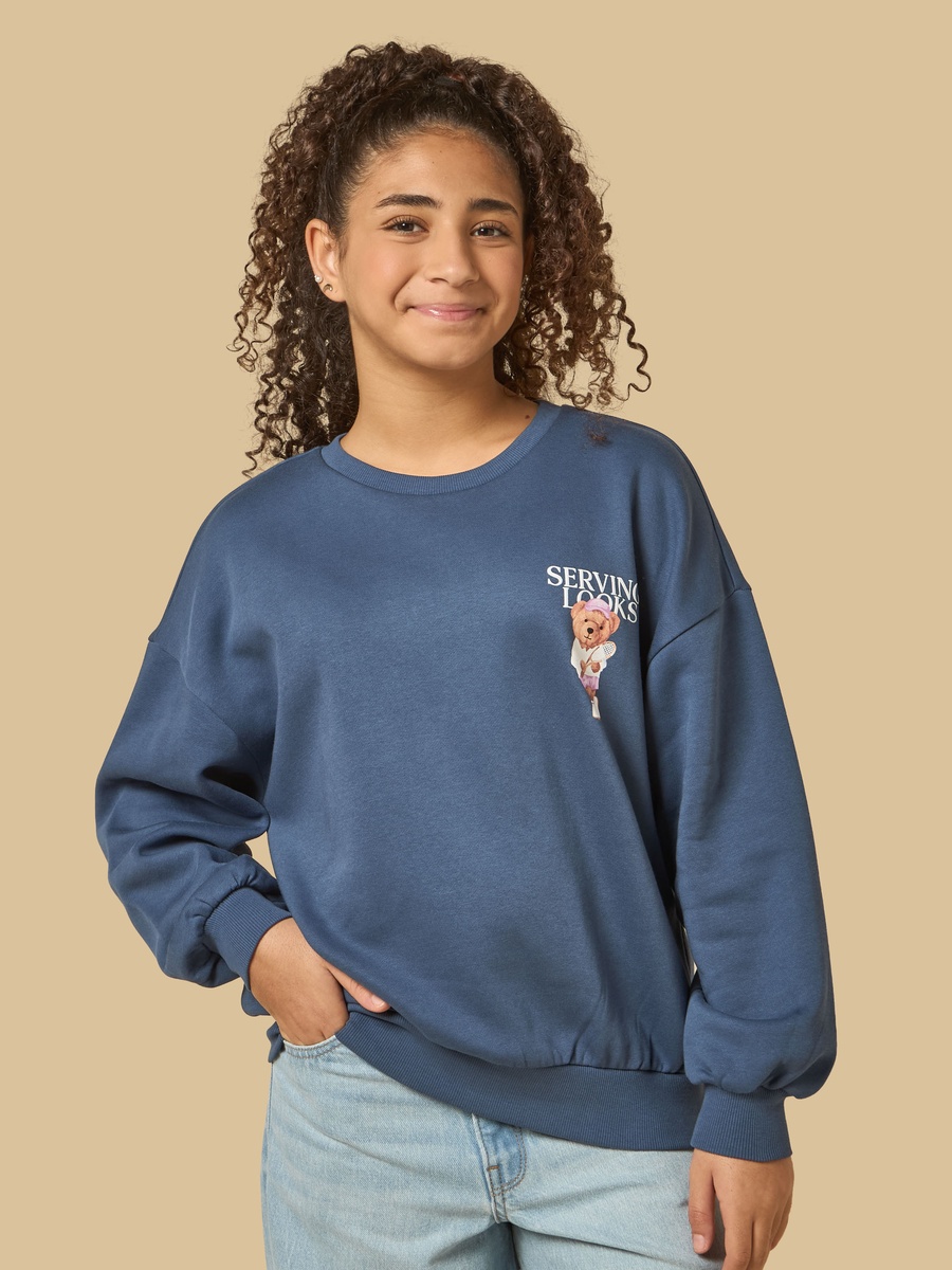 Teddy Bear Print Oversized Sweatshirt