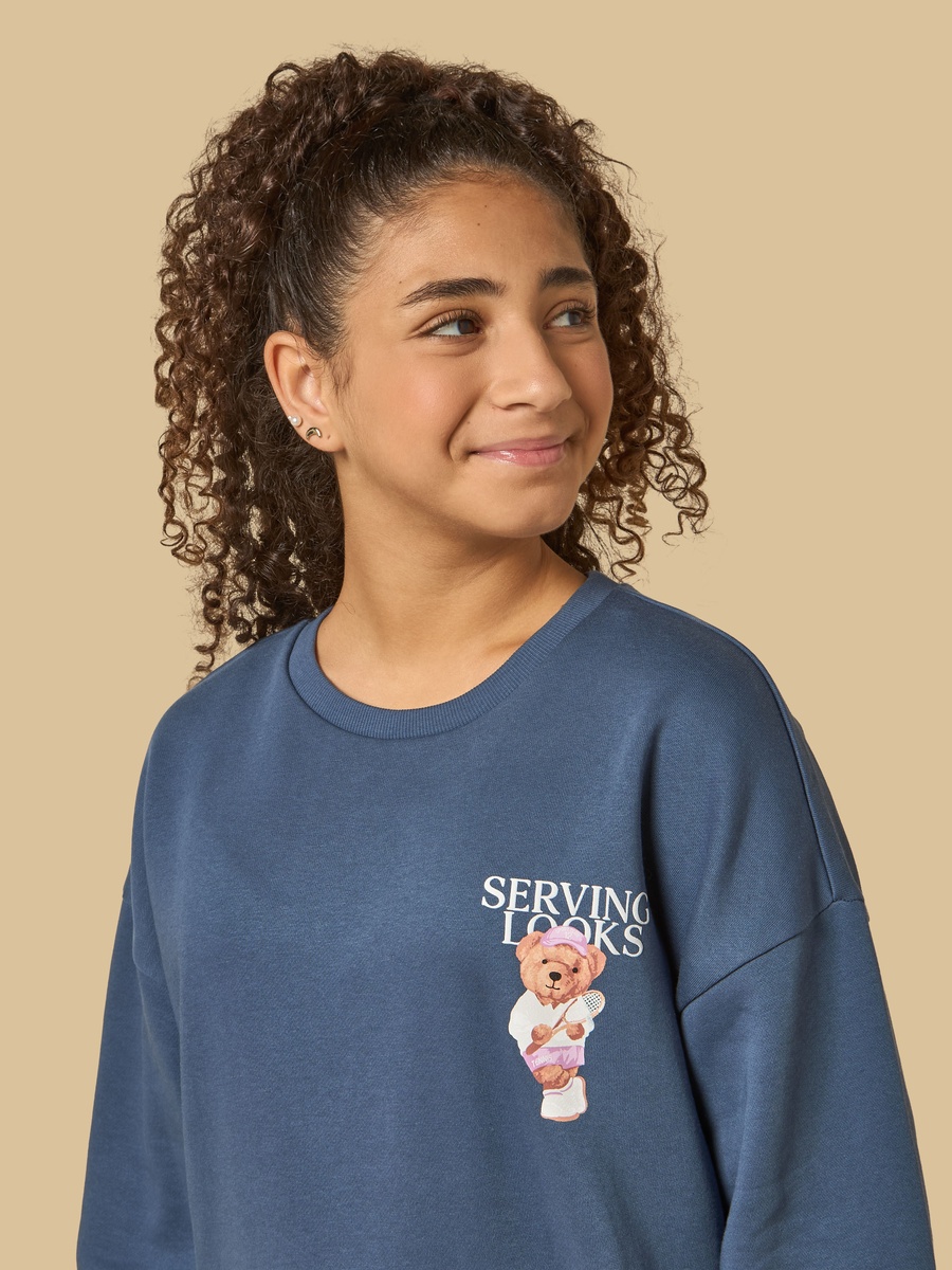 Teddy Bear Print Oversized Sweatshirt