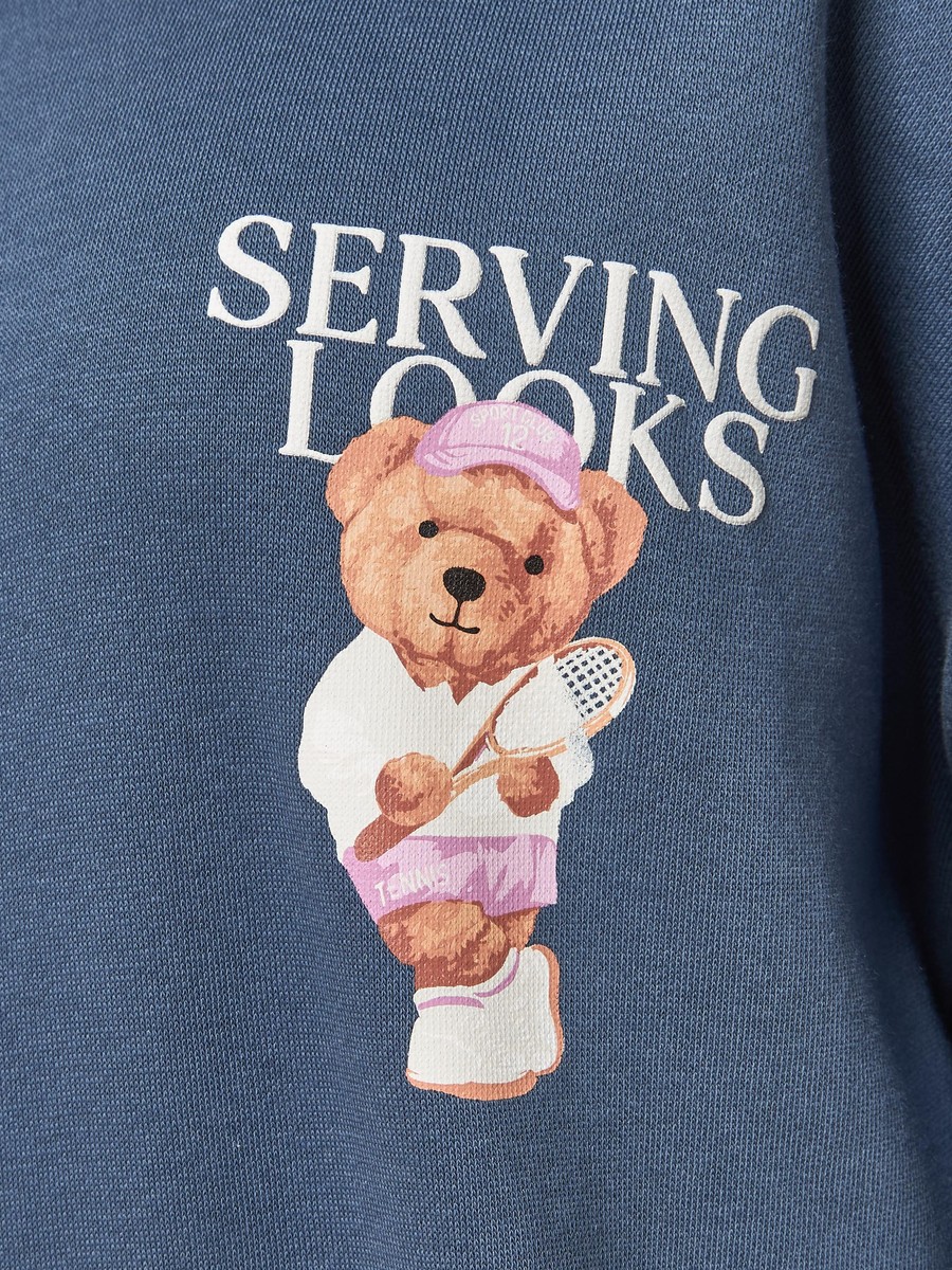 Teddy Bear Print Oversized Sweatshirt