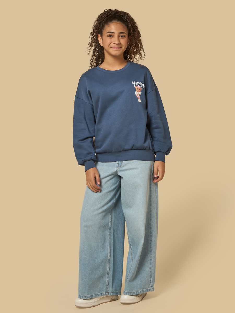 Teddy Bear Print Oversized Sweatshirt