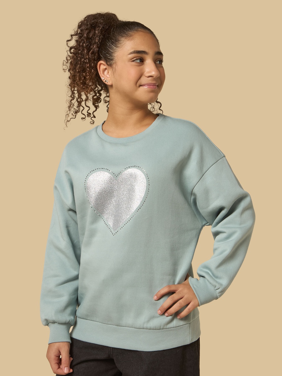 Heart Print Oversized Sweatshirt