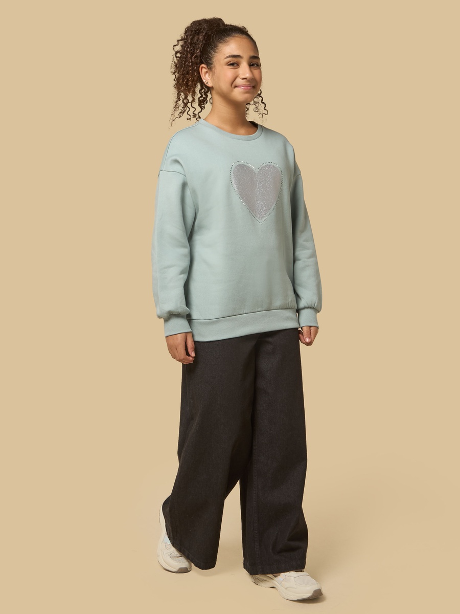 Heart Print Oversized Sweatshirt