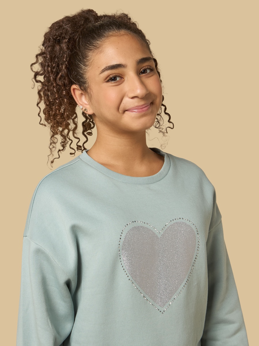 Heart Print Oversized Sweatshirt