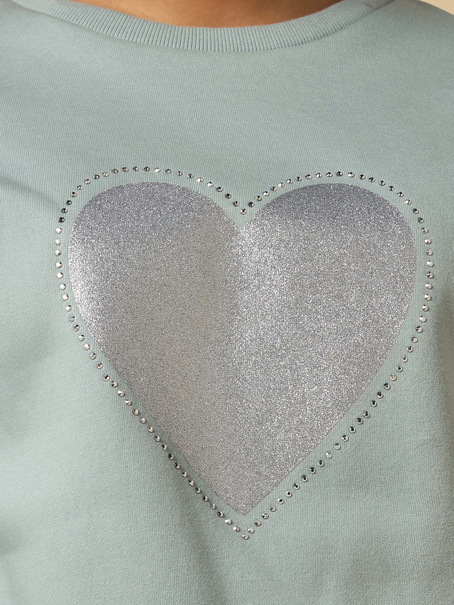 Heart Print Oversized Sweatshirt