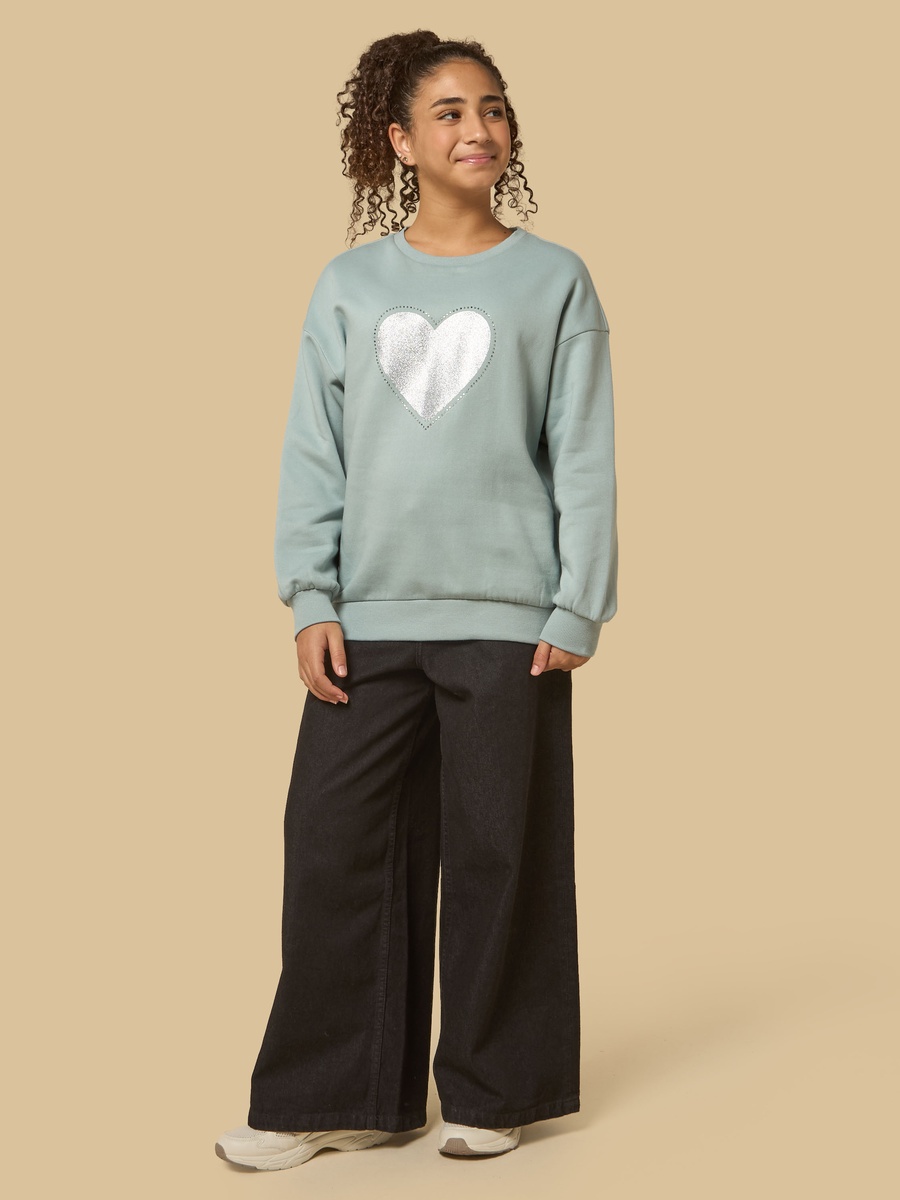 Heart Print Oversized Sweatshirt