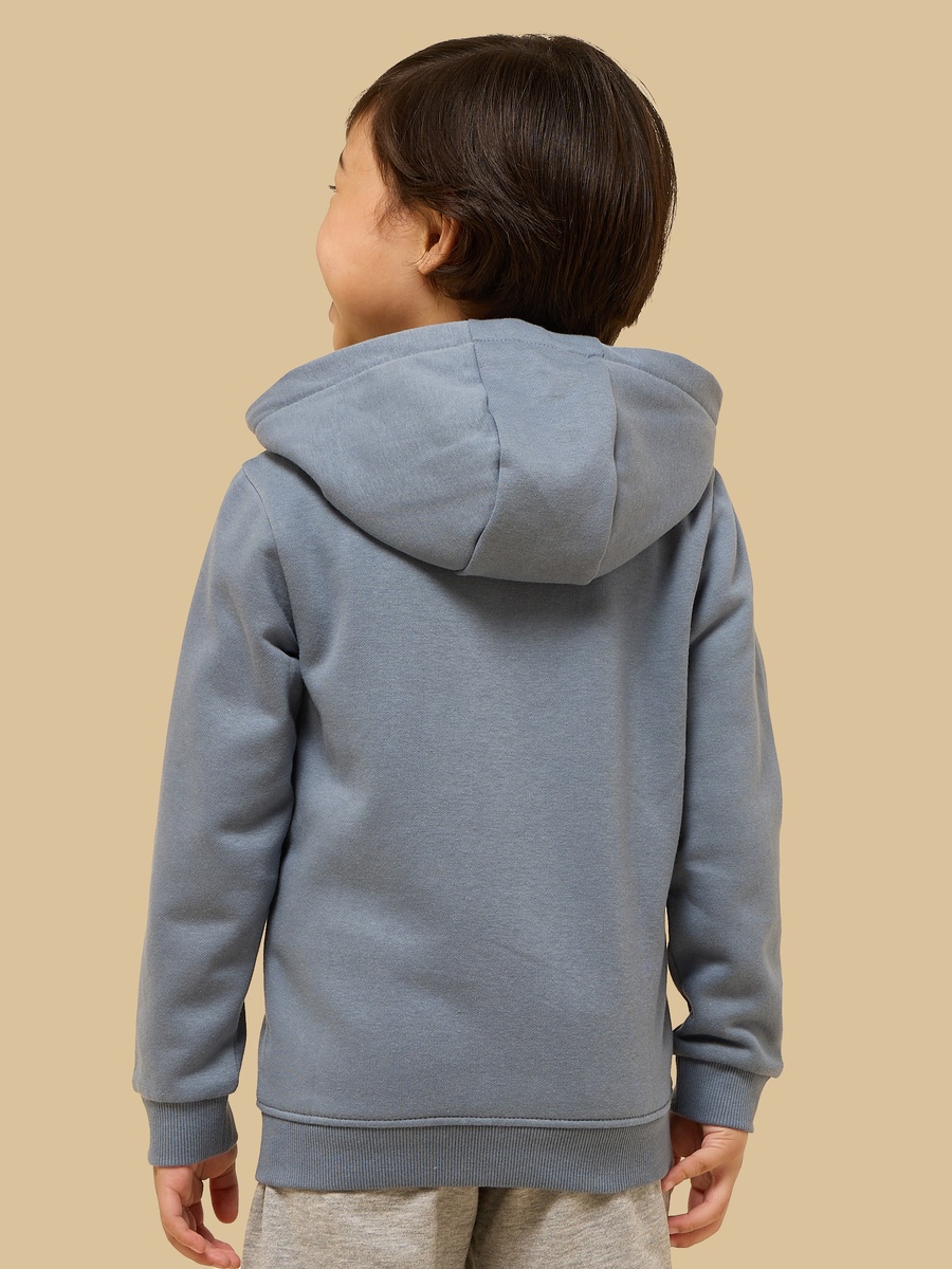 Slogan Embossed Zip Through Hoodie