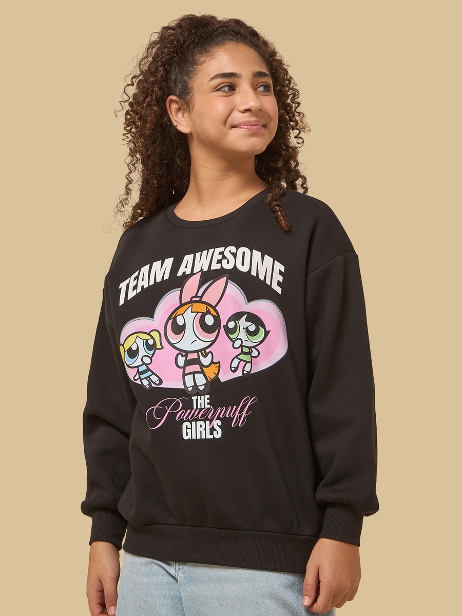 The Powerpuff Girls Print Oversized Sweatshirt