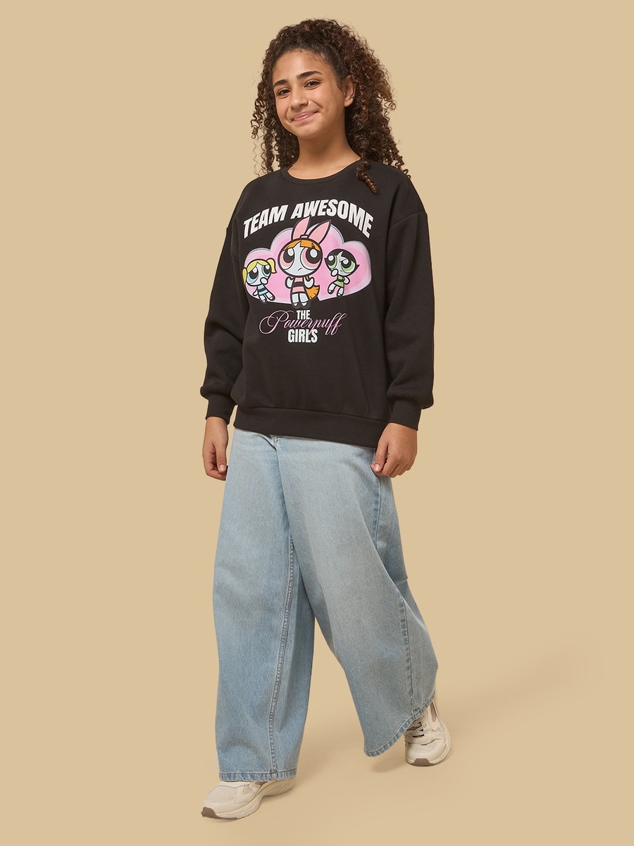 The Powerpuff Girls Print Oversized Sweatshirt
