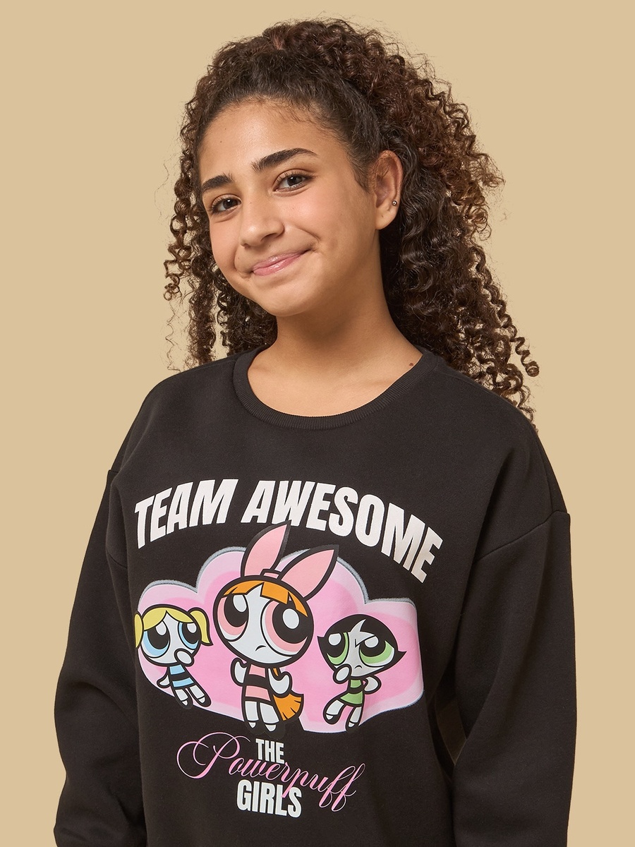 The Powerpuff Girls Print Oversized Sweatshirt