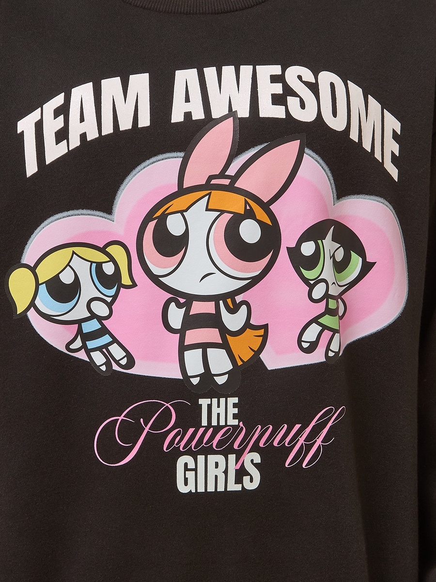 The Powerpuff Girls Print Oversized Sweatshirt