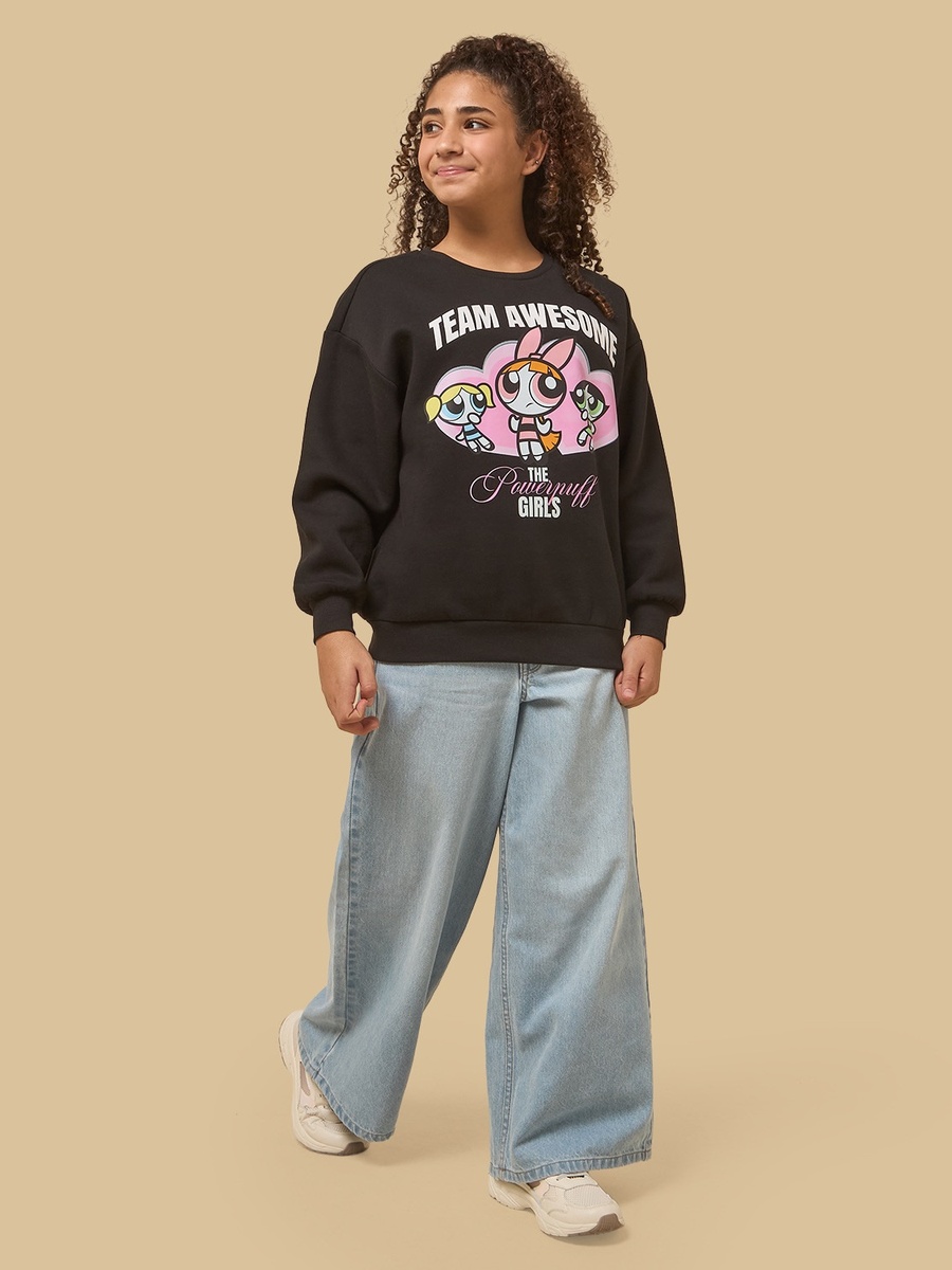 The Powerpuff Girls Print Oversized Sweatshirt