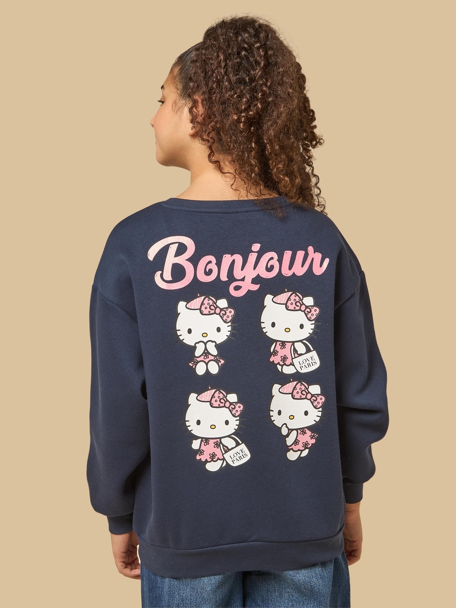 Hello Kitty Print Oversized Sweatshirt