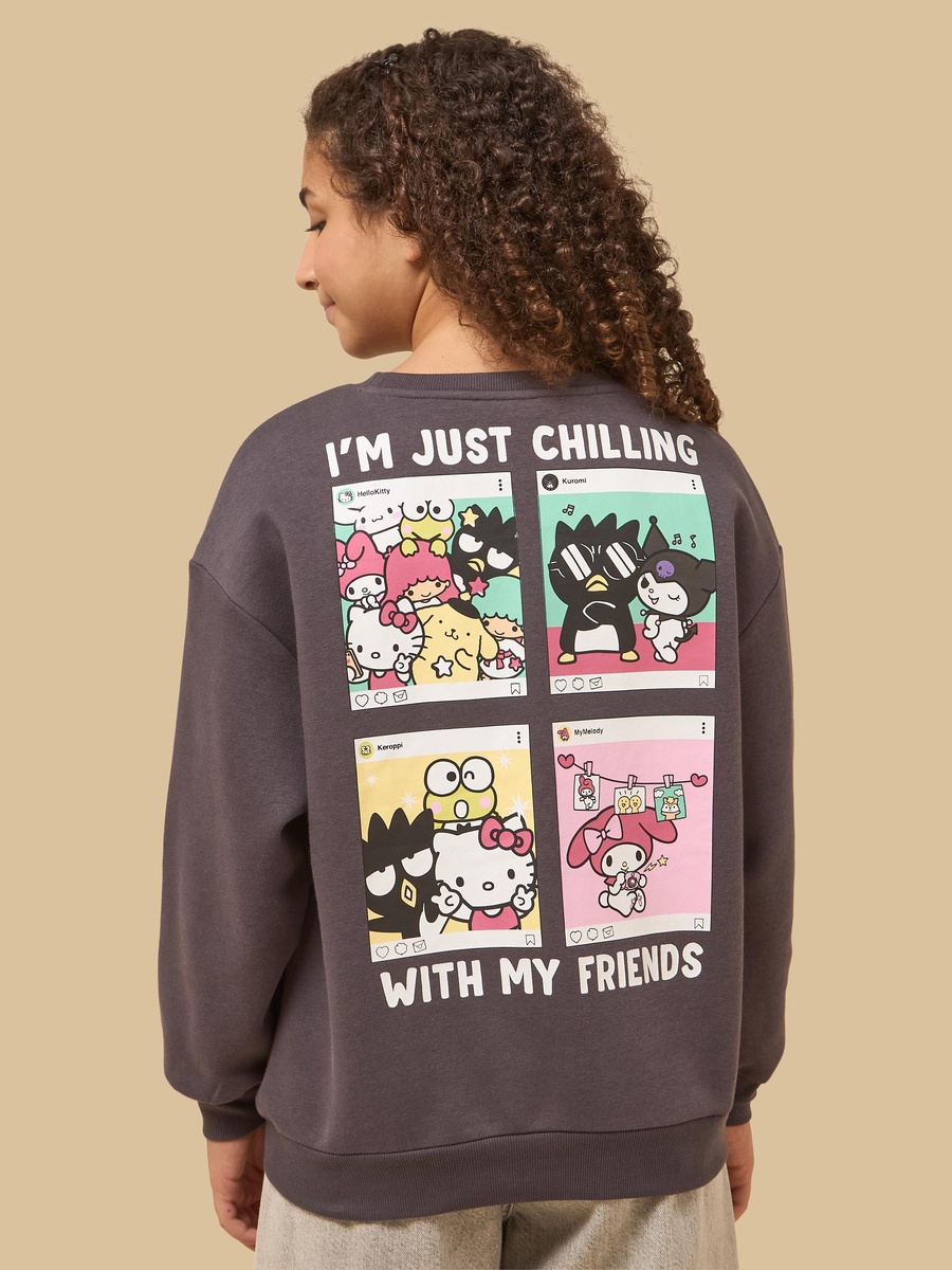 Hello Kitty and Friends Print Oversized Sweatshirt