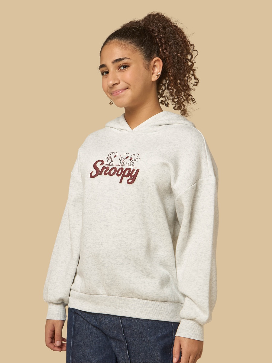 Snoopy Print Oversized Hooded Sweatshirt