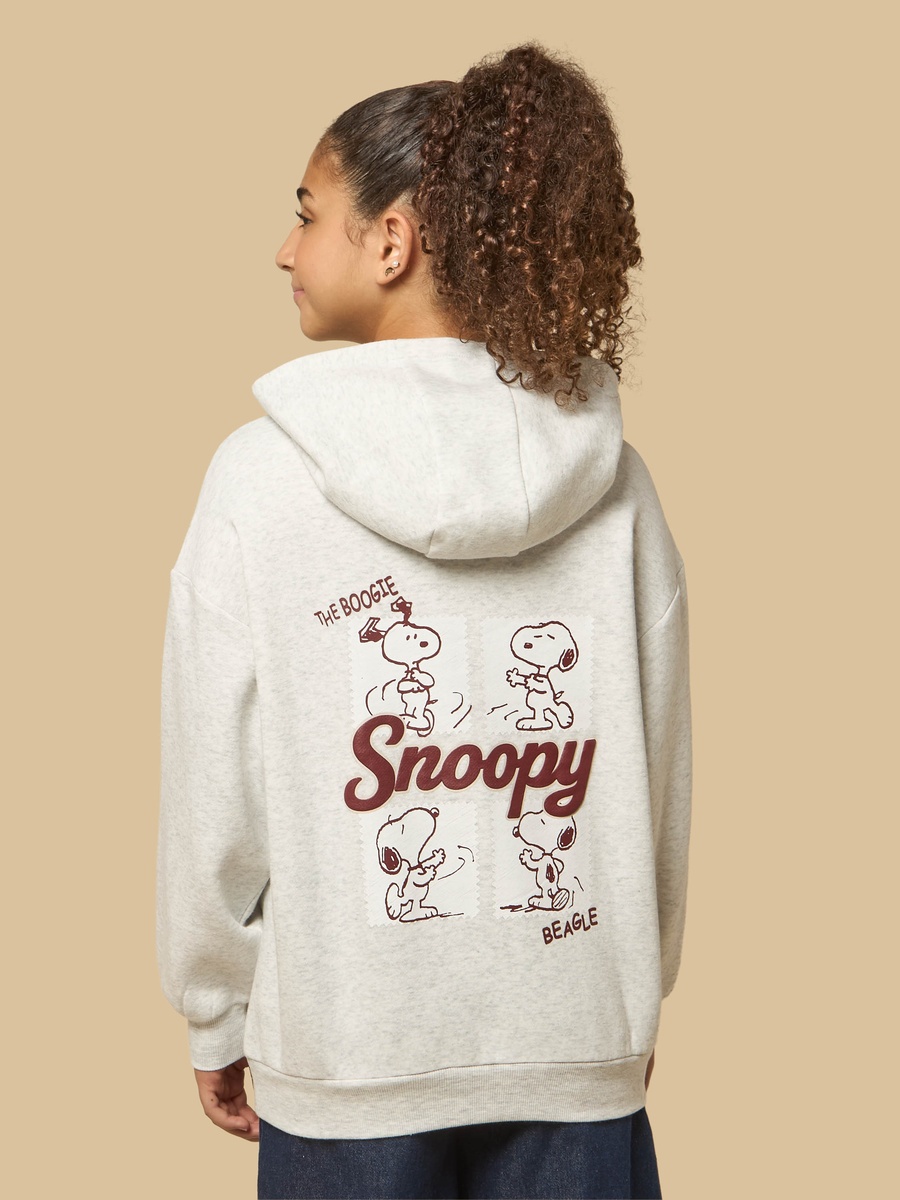 Snoopy Print Oversized Hooded Sweatshirt