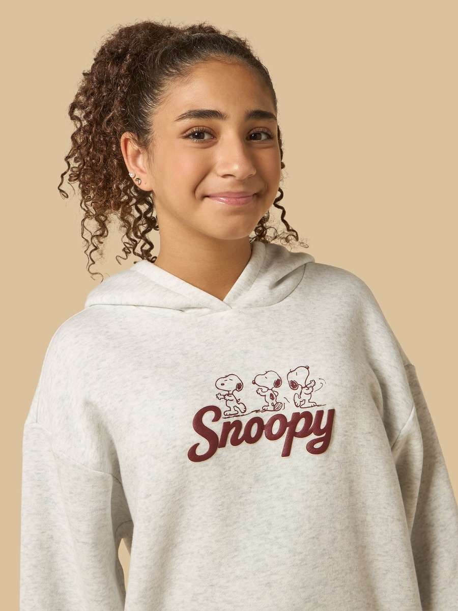 Snoopy Print Oversized Hooded Sweatshirt