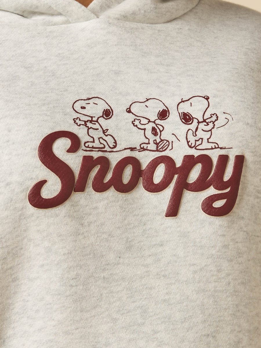 Snoopy Print Oversized Hooded Sweatshirt