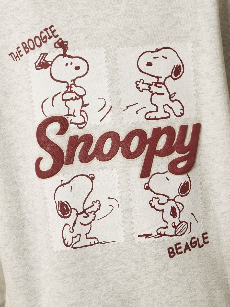 Snoopy Print Oversized Hooded Sweatshirt