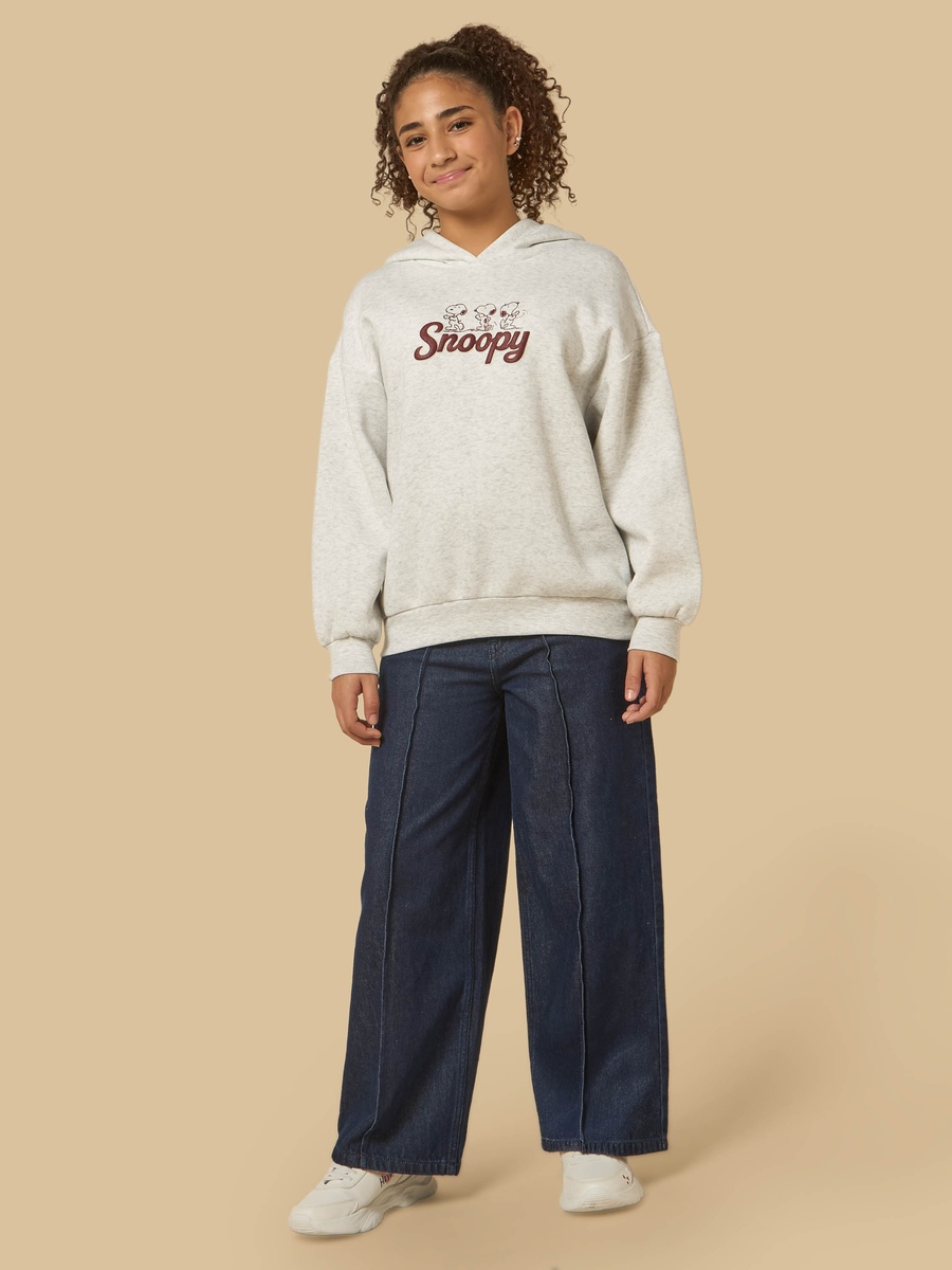 Snoopy Print Oversized Hooded Sweatshirt