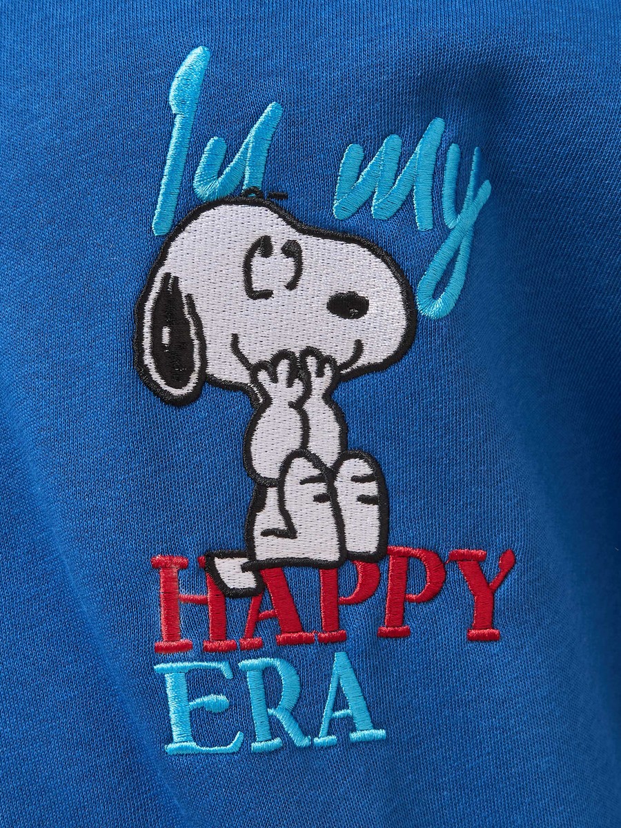 Snoopy Embroidered Oversized  Zip Through Hoodie