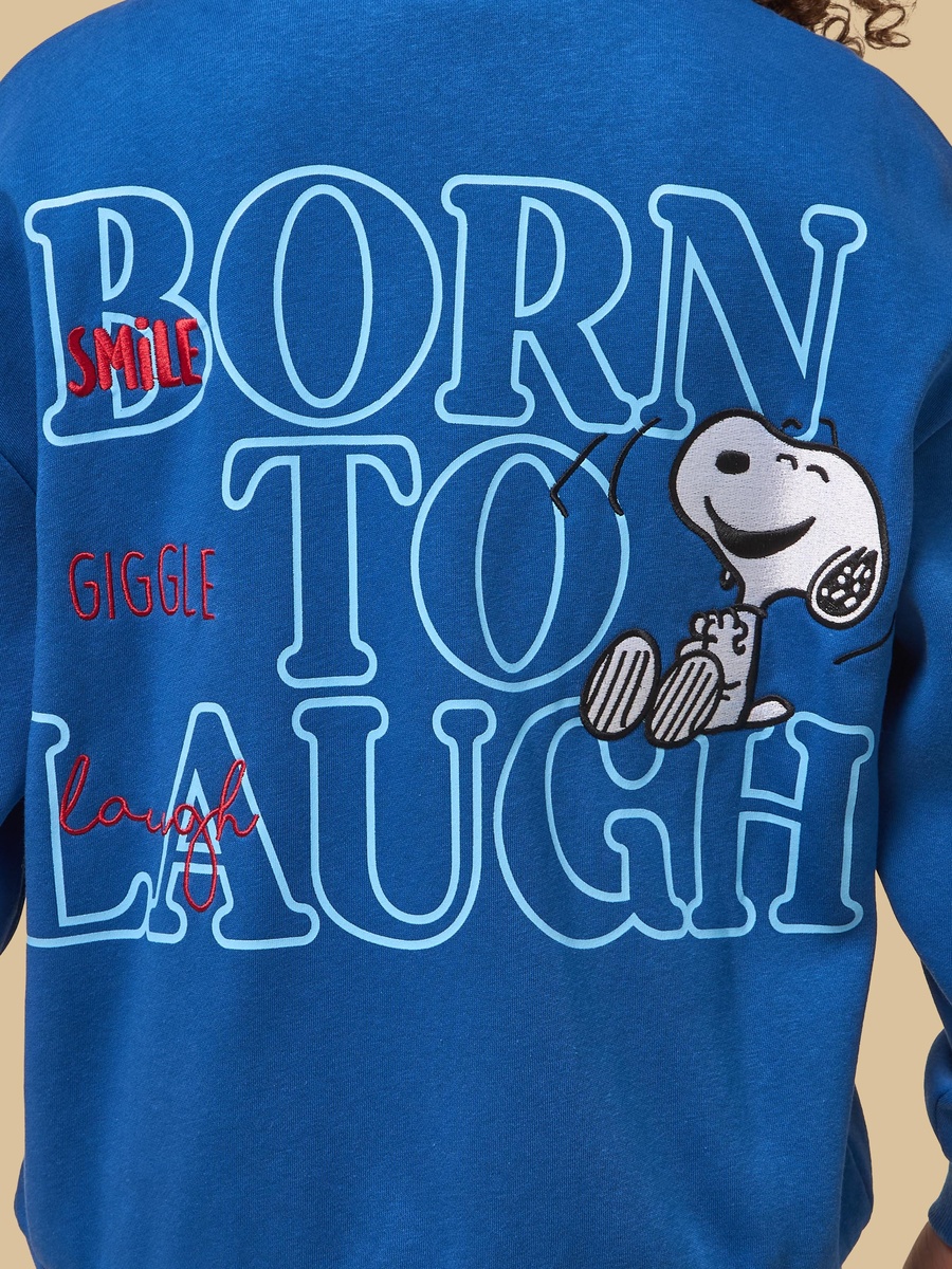 Snoopy Embroidered Oversized  Zip Through Hoodie