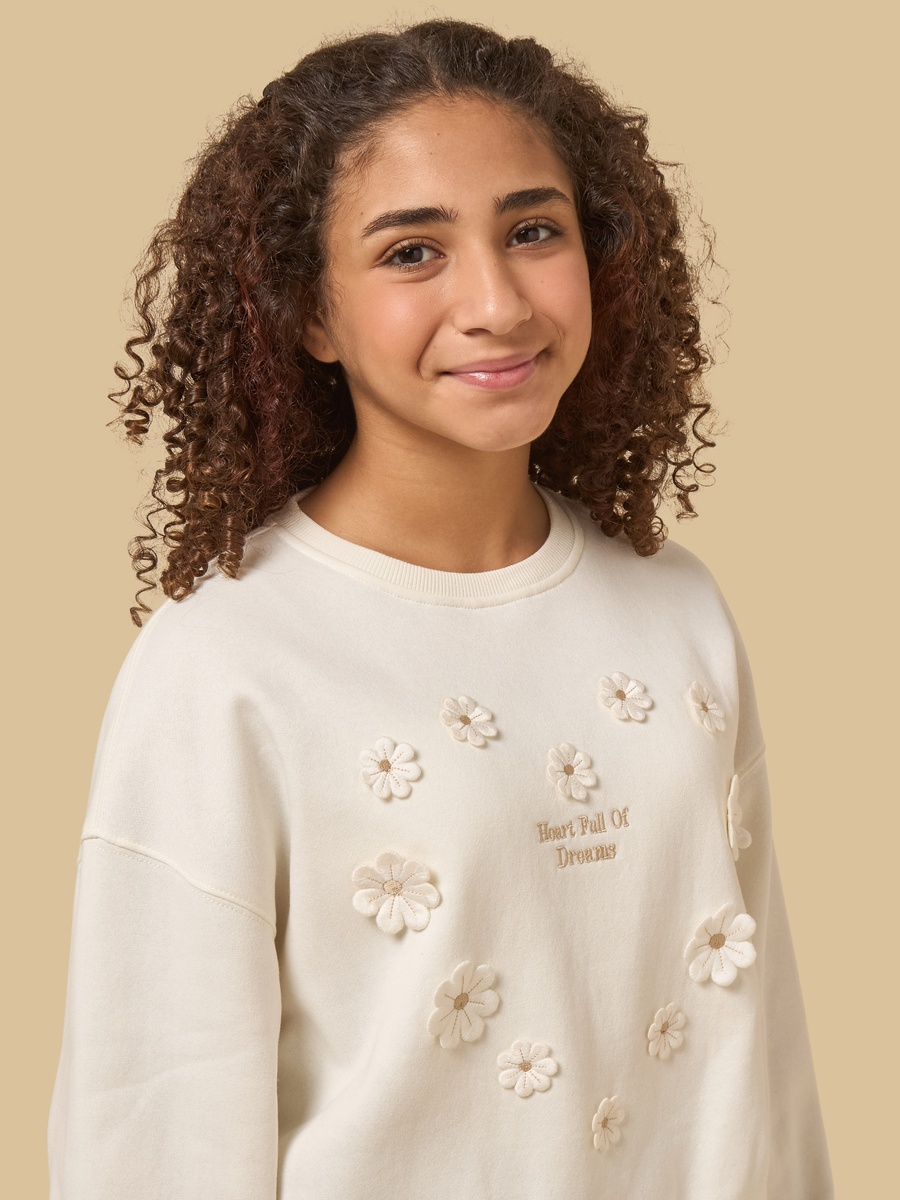Floral 3D Applique Oversized Sweatshirt