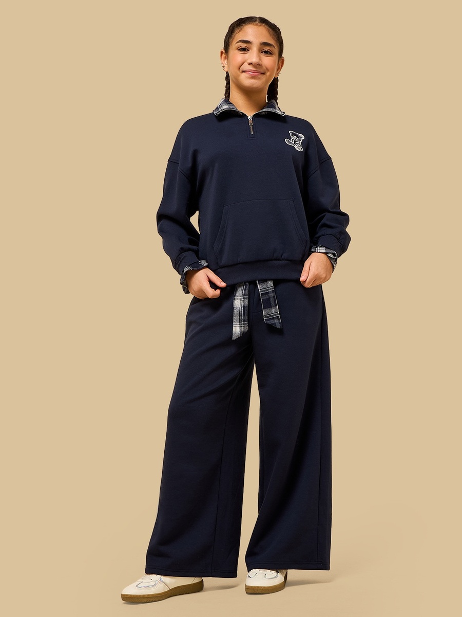 Checked Collar Half Zip Sweatshirt