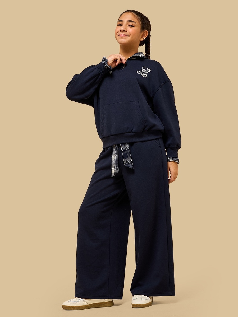 Checked Collar Half Zip Sweatshirt