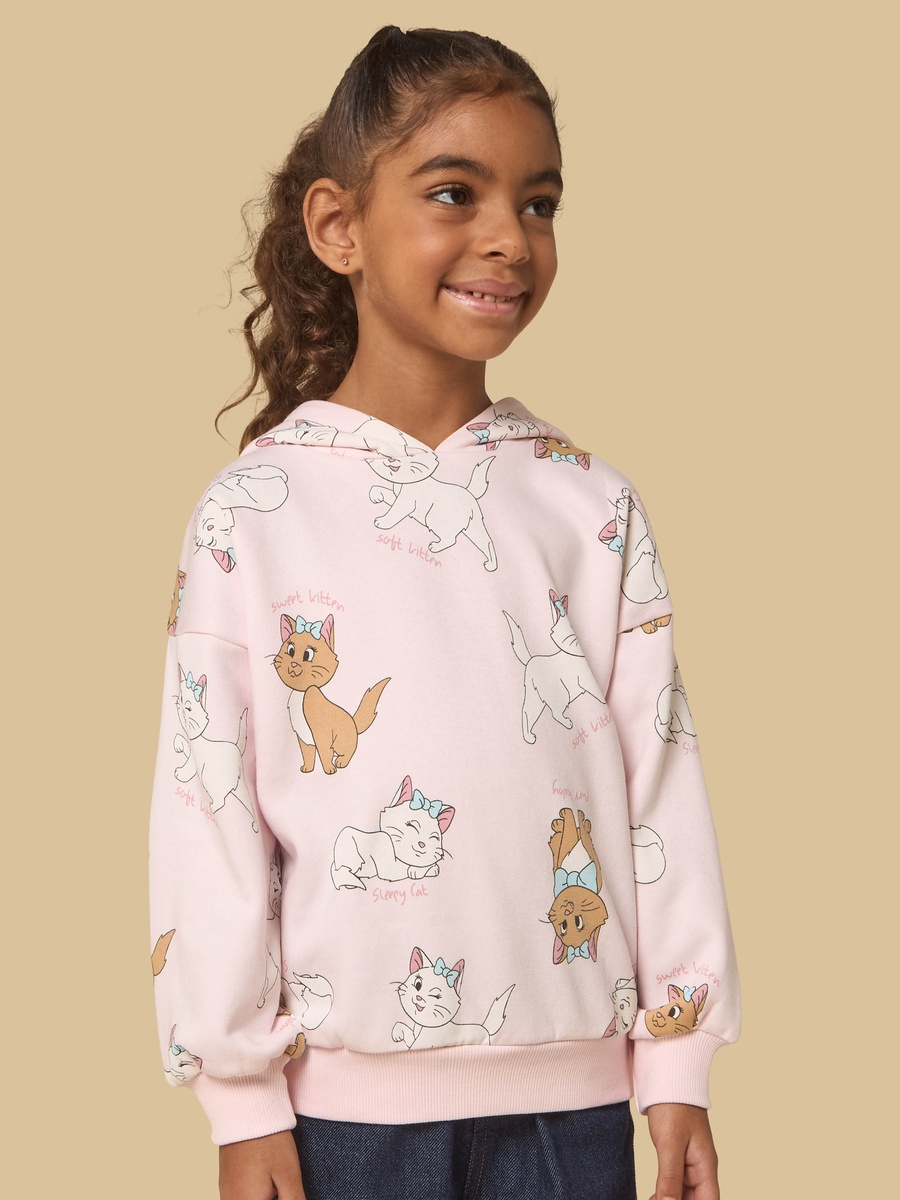 Cat Print Oversized Hooded Sweatshirt