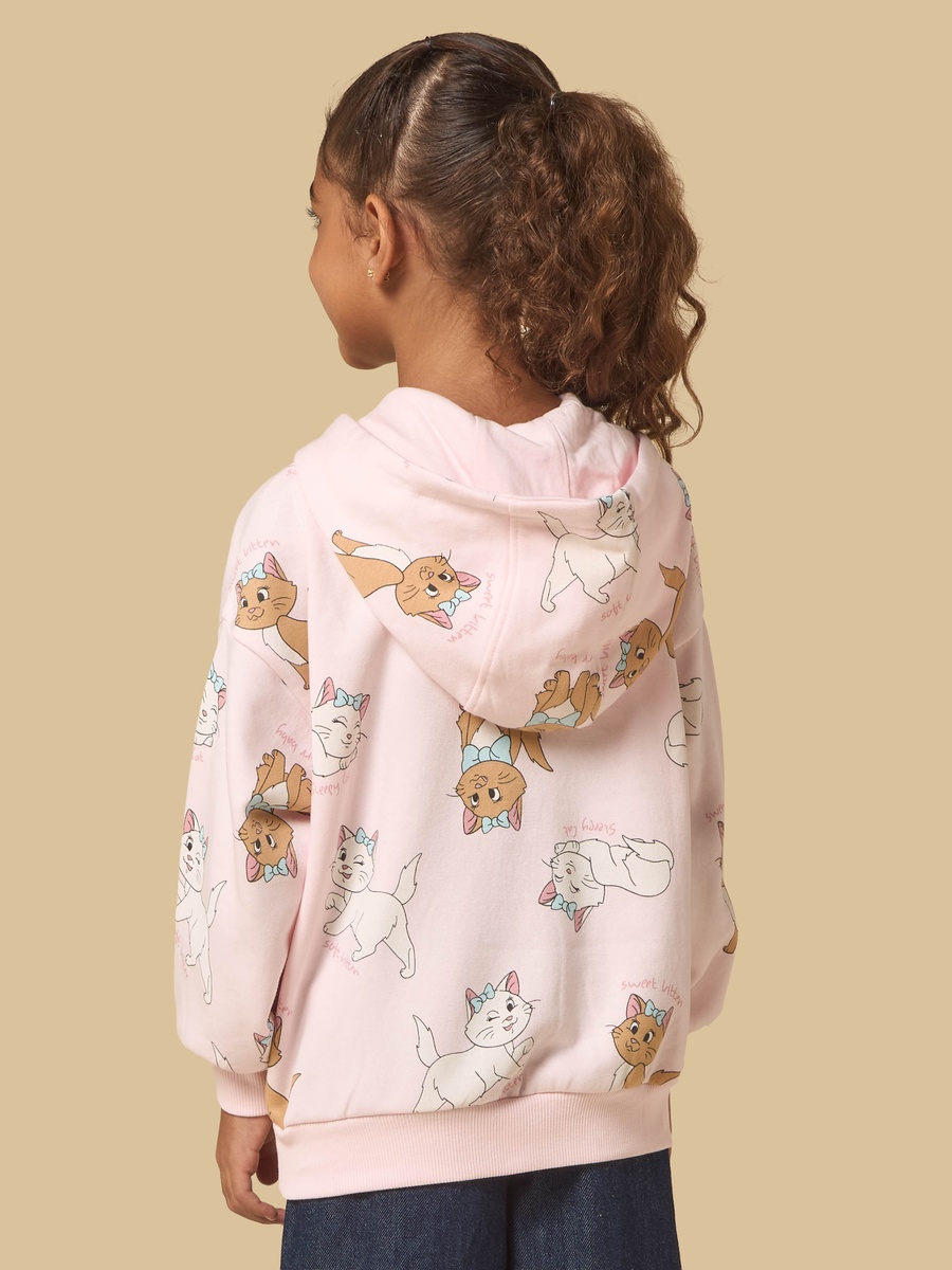 Cat Print Oversized Hooded Sweatshirt