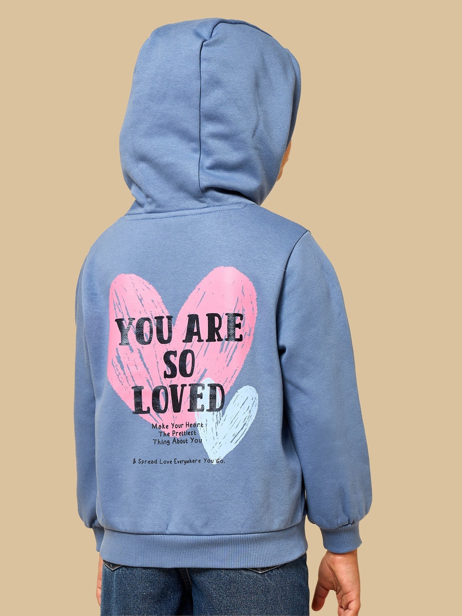 Slogan Print Regular Fit Hooded Sweatshirt
