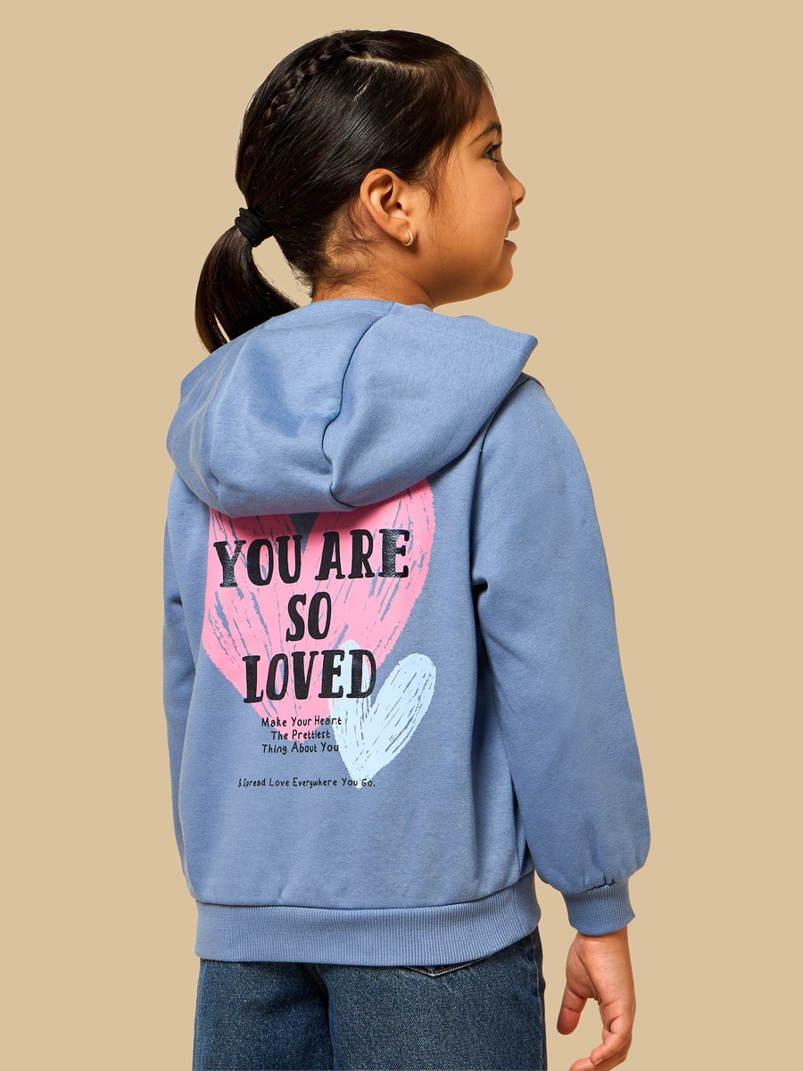 Slogan Print Regular Fit Hooded Sweatshirt