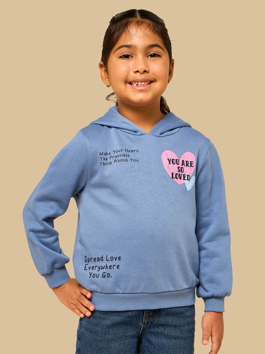Slogan Print Regular Fit Hooded Sweatshirt