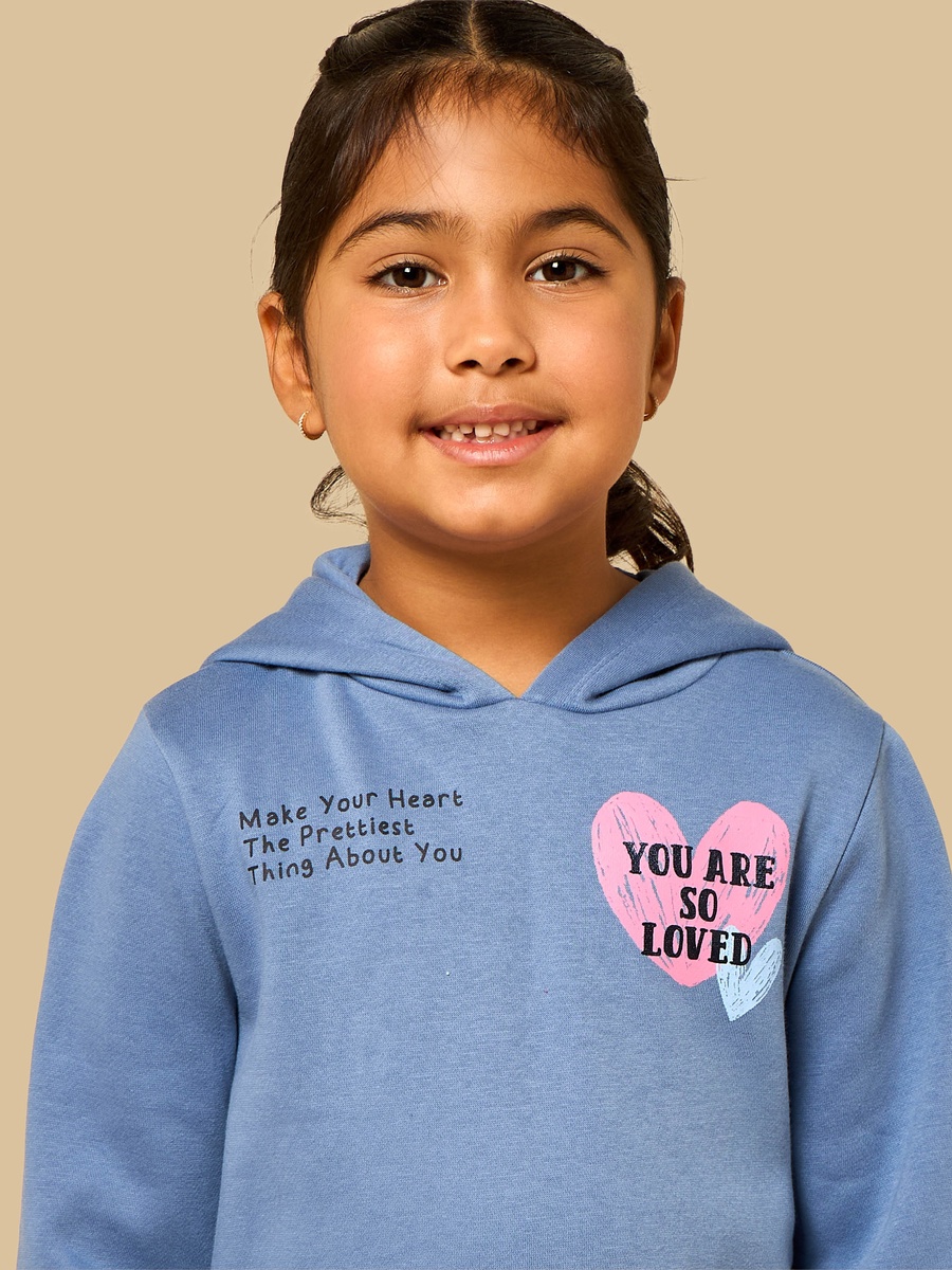 Slogan Print Regular Fit Hooded Sweatshirt