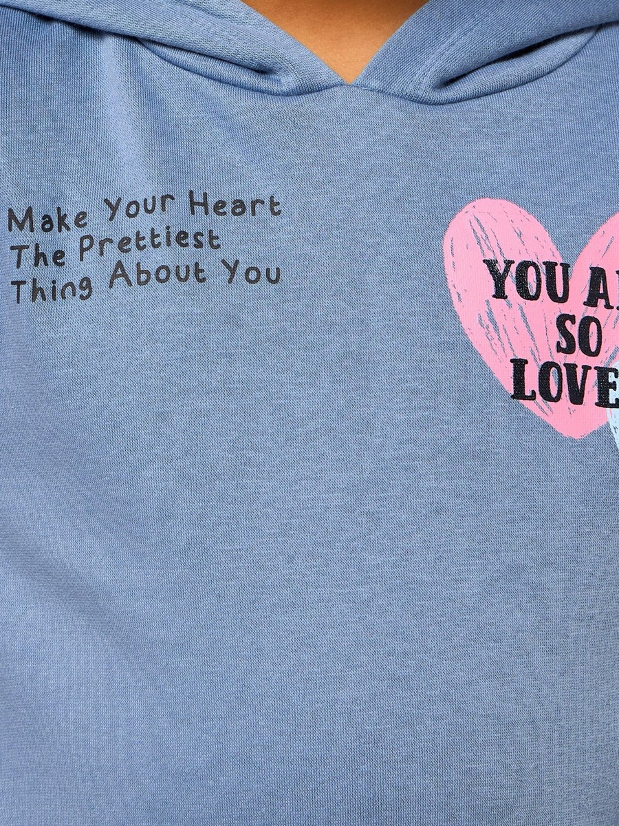 Slogan Print Regular Fit Hooded Sweatshirt