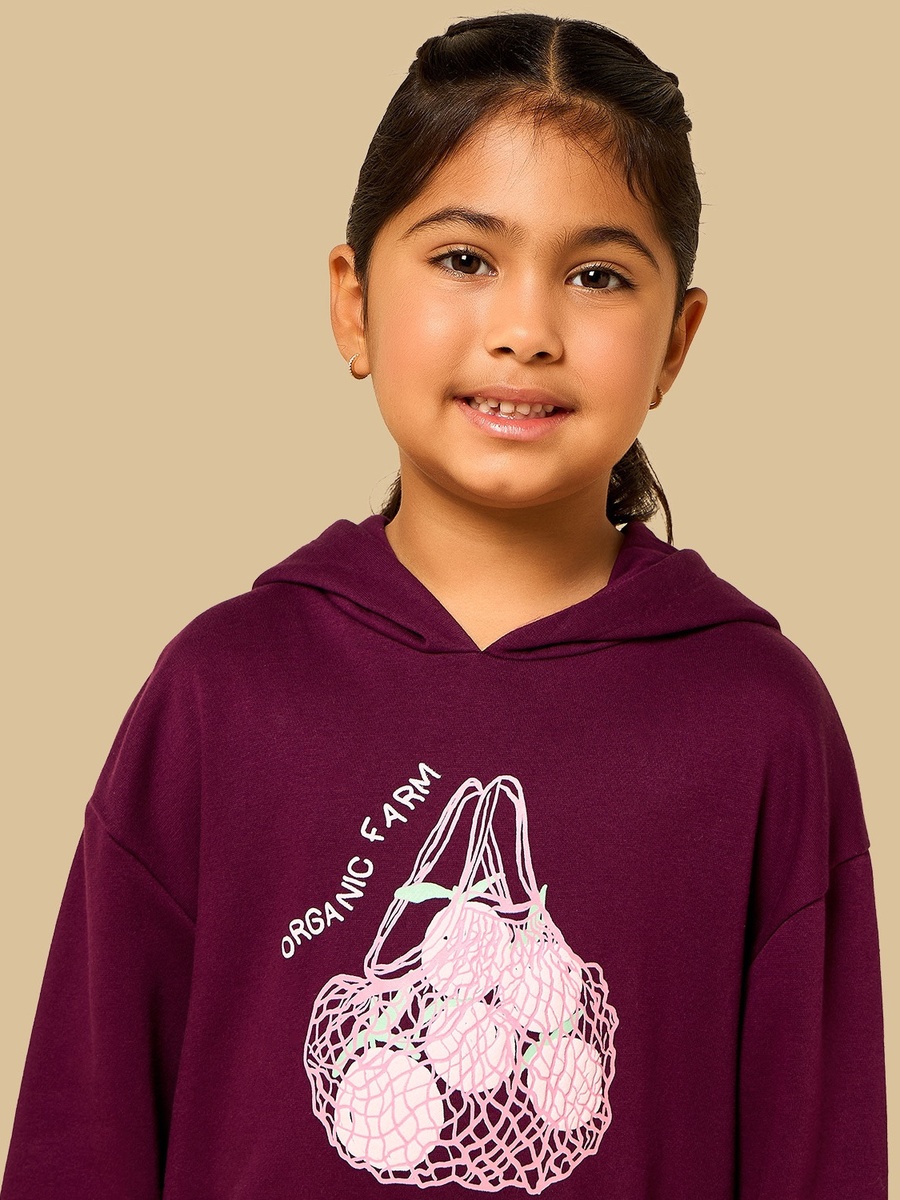 Fruit Print Oversized Hooded Sweatshirt